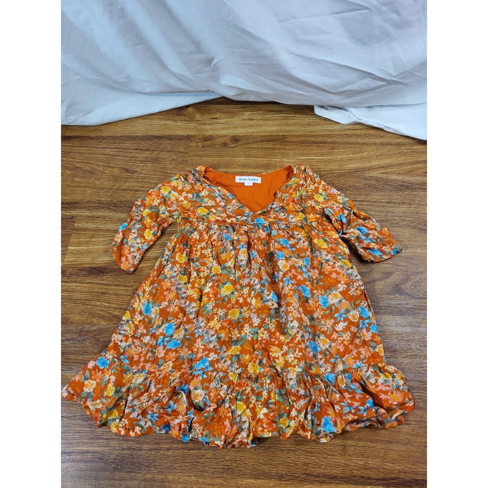 Roller Rabbit Orange Floral Girls Dress Size 4